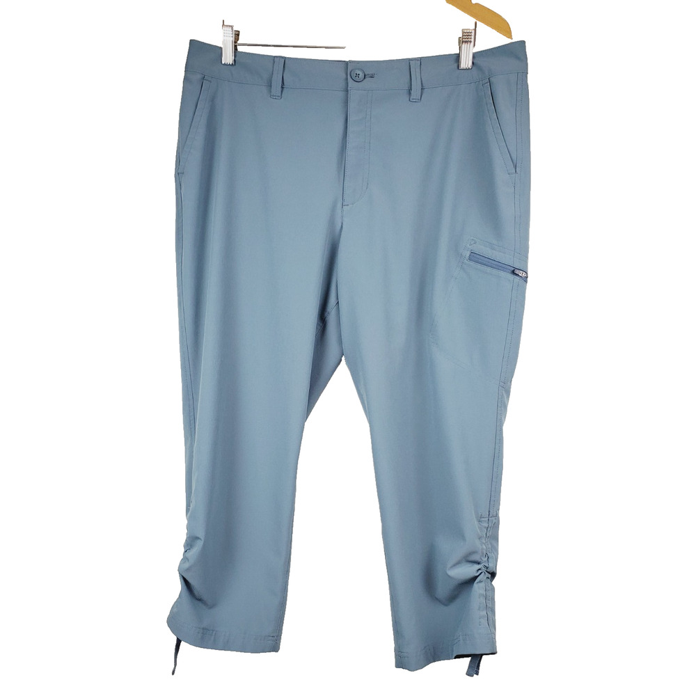 EDDIE BAUER Womens 14 Pants Hiking Camping XL Ruched Hems‎ Gray RIPSTOP Cropped